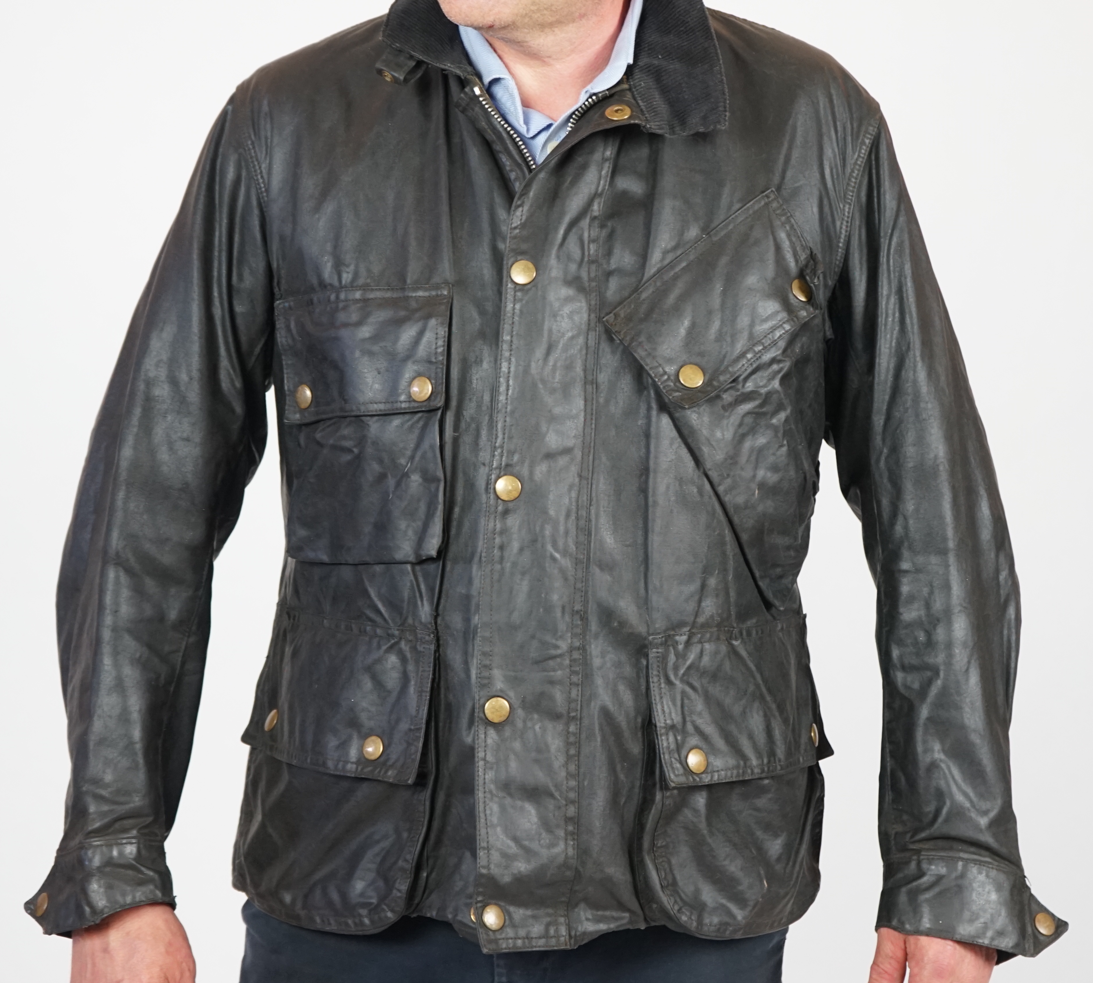 A vintage Barbour waxed motorcycle jacket